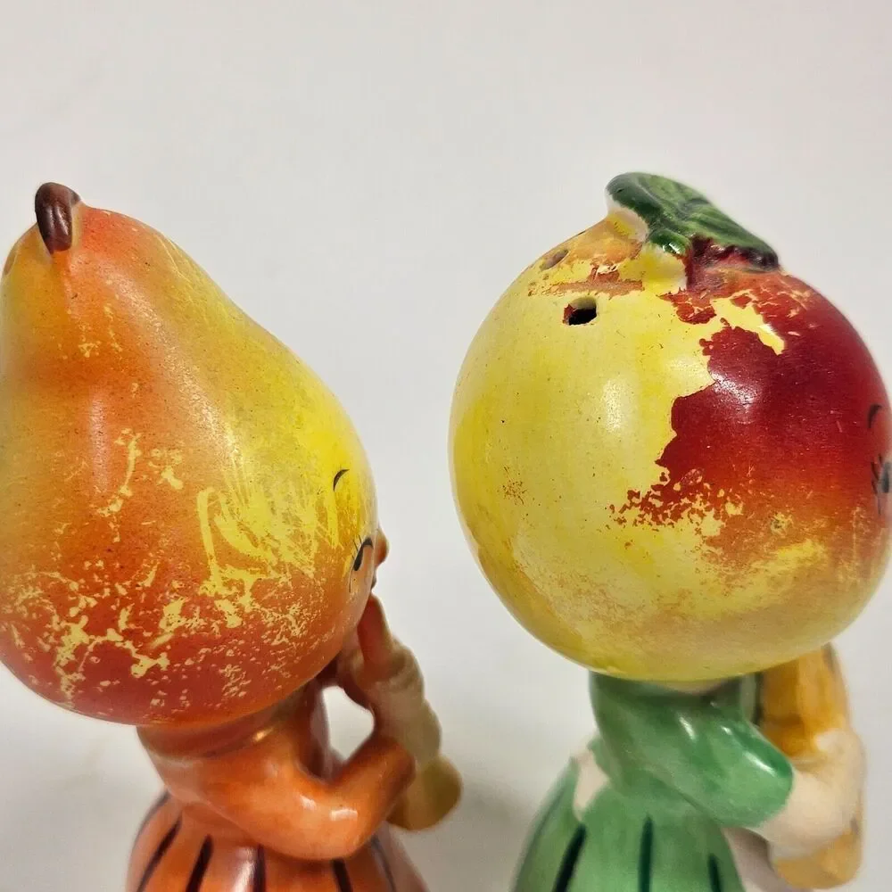 Anthropomorphic Fruit Musicians Salt & Pepper Shakers Pair Vintage Japan Napco